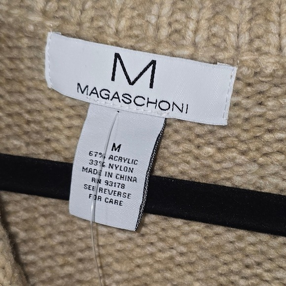 Magaschoni Beige Chunky Knit Crewneck Sweater Women's M Soft Cozy Textured - Picture 4 of 5